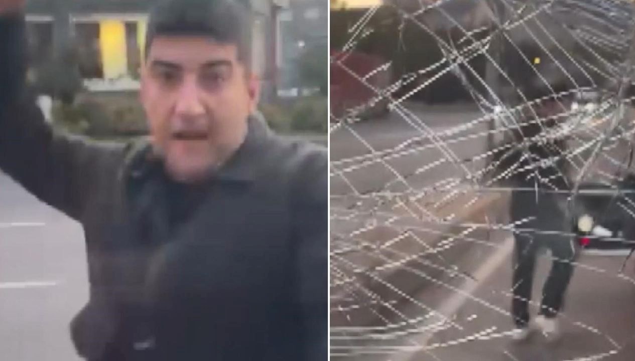 Trafik magandası tartıştığı sürücünün otomobilinin camını kırdı