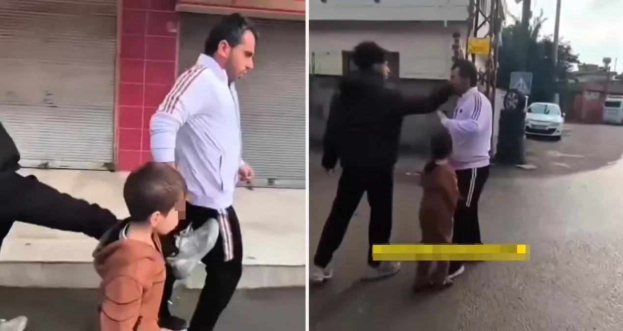 Çocuğunun yanında saldırıp kameraya aldılar