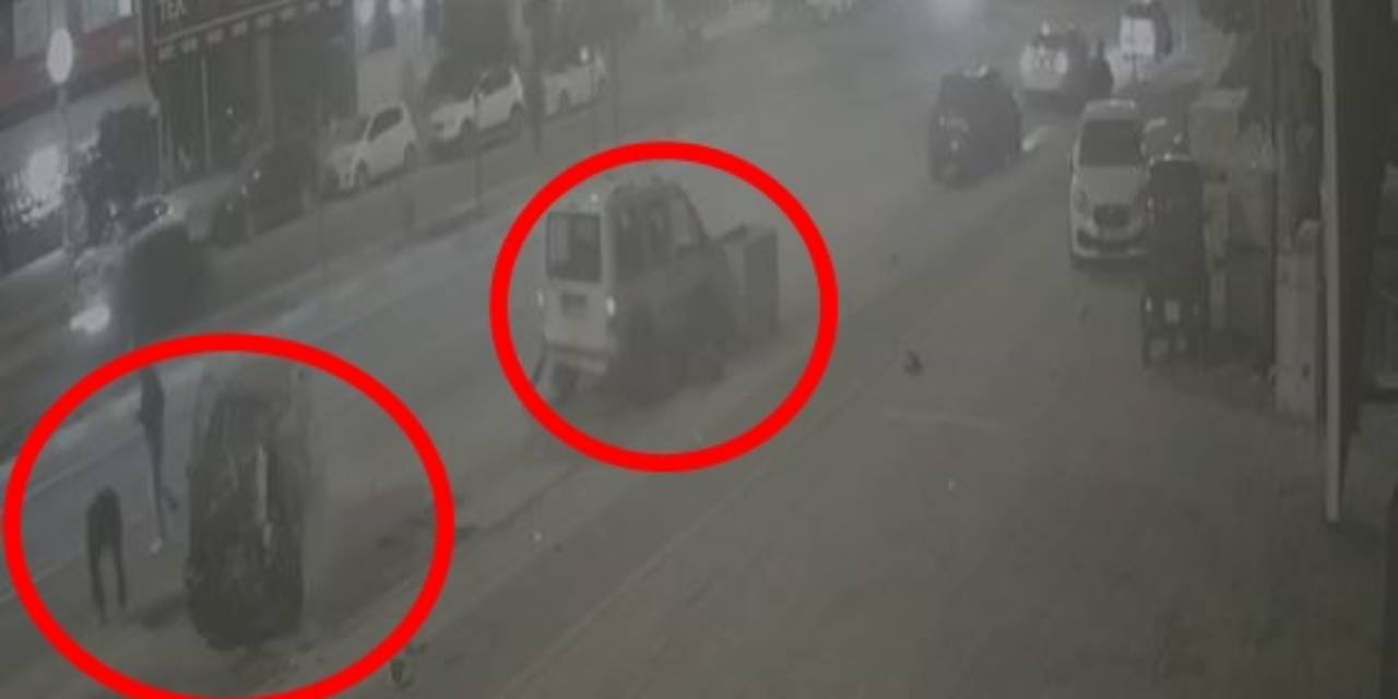 Park halindeki araca böyle çarptı: O anlar kamerada